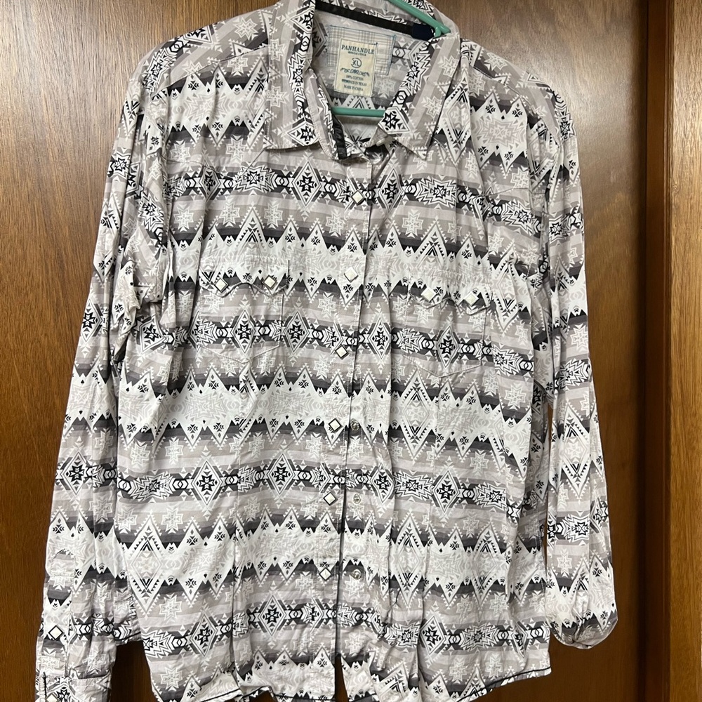 Panhandle Western Button Down Black and White